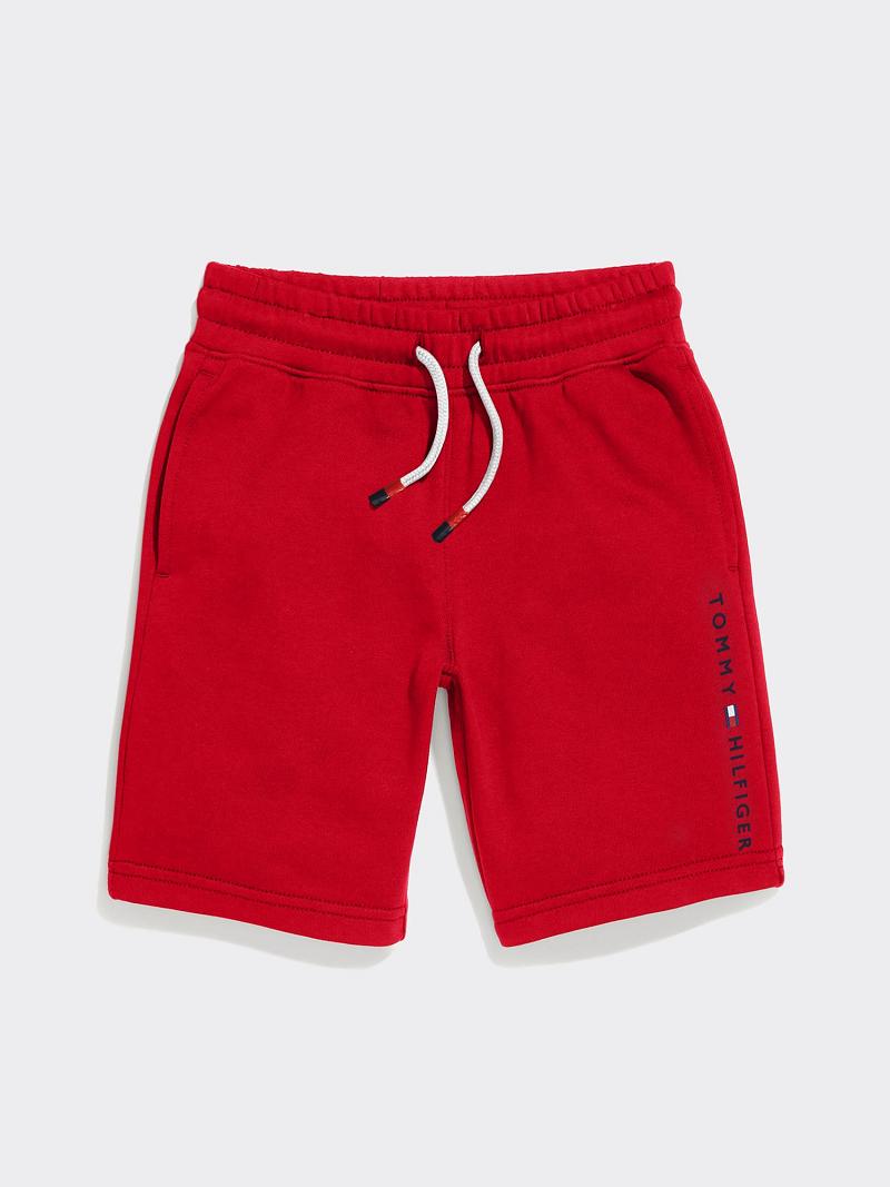 Fiú Tommy Hilfiger Sweatshort Rövidnadrág Piros | HU 2189OKI